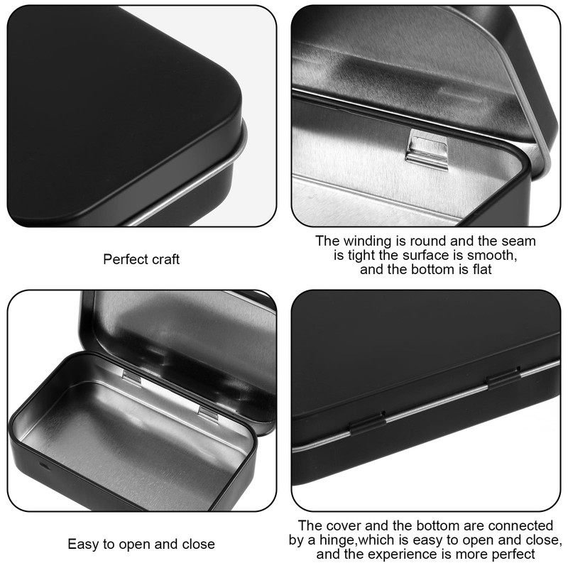 Aphumedc Metal Rectangular Empty Hinged Tins Tin Containers, Mini Portable