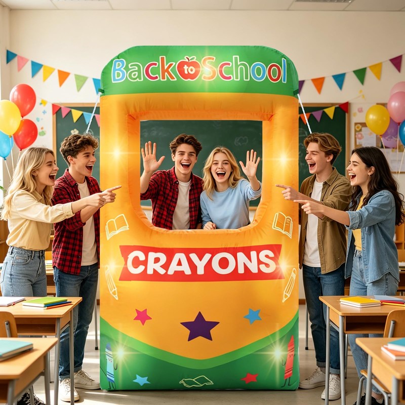 6.6 ft Giant Inflatable Crayon Box Photo Frame with Lights