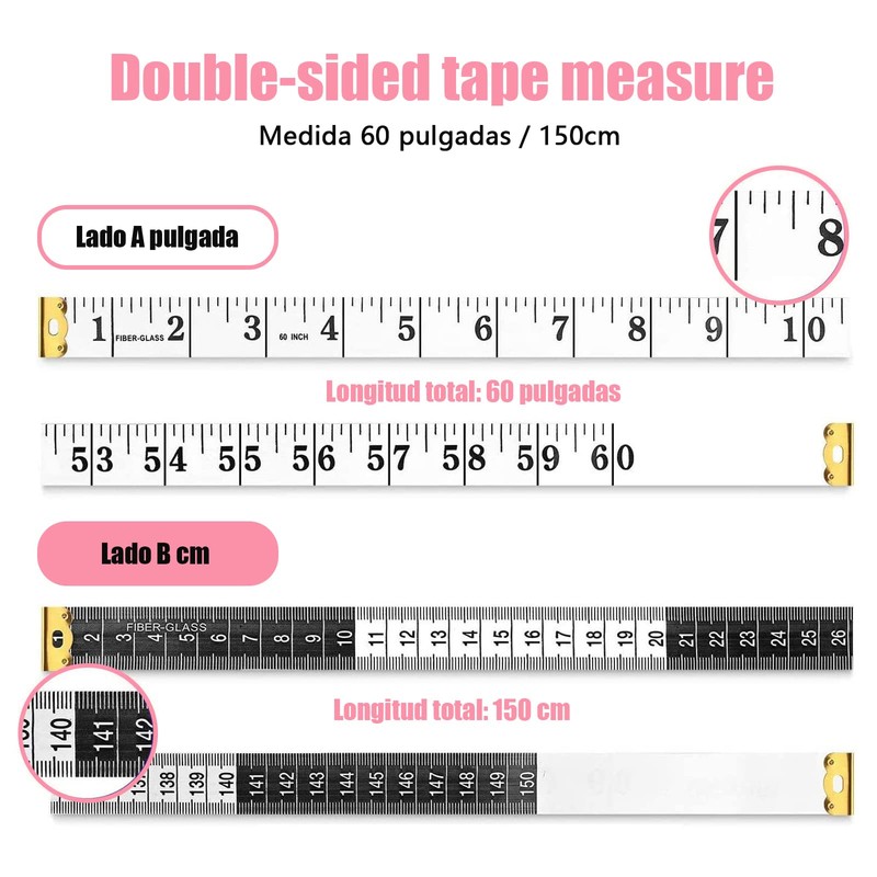 Cinta métrica corporal lateral, 2 Piezas regla de medición de