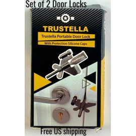 Trustella Portable Door Lock Stainless Steel w/ Silicone Caps for Home & Travel
