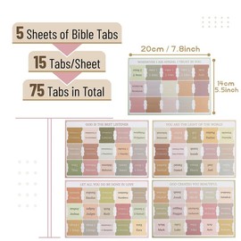 Bible Tab, 5 Sheets Mixed Color Index Tab, Laminated Index Tab for Book Decor [Package List as Picture Shown]
