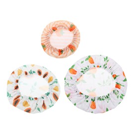 uxcell 3pcs Reusable Bowl Covers in 3Size, Elastic Cotton Fabric Dish Cover Washable Stretch Cloth Lids for Bread Proofing, Kitchen Food Storage, Leftover(Orange Series, Fruit Stype)