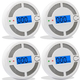 4 Pack Mini Carbon Monoxide Detectors,CO Monitor Alarm Detector Battery Powered CO Sensor Detector with LCD Digital Display for Home,Travel(Batteries NOT Included)
