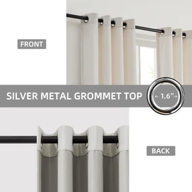 BULBUL Cream 100% Full Blackout Velvet Curtains,102 inches Long Ivory Black Modern Liner Curtains Thermal Drapes Panels for Living Room Bedroom Grommet Set of 2
