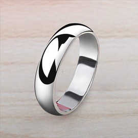 Meixao Unisex Solid 925 Sterling Silver Highly Polished Wedding Ring 5mm Band in Sizes J-Z (K)