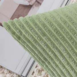SLOZZI Set of 2 Corduroy Cushion Covers, Bean Green, 40 x 40 cm, Sofa Cushion Cover, Decorative Cushion Cover, Couch Cushion Cover, Soft, for Sofas, Bedroom, Living Room, Balcony