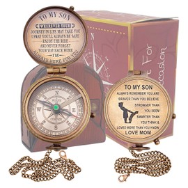 Son Gifts Compass with Leather Case Mom to Son Gifts – to My Son Love Mom – Mother to Son Gifts - Son Graduation Gifts, Son Birthday Gifts, Son Wedding Gifts