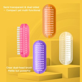 4-Pack Dual-Design Nail Brush – Angled & Flat Bristles for Deep Cleaning Under Nails & Hand Scrub – Durable Nail Scrubber Brush for Men, Women & Kids (Translucent Set (Red/Purple/White/Orange))