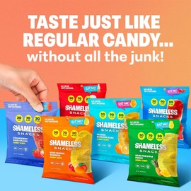 Shameless Snacks Candy Carnival - Healthy Low Sugar Snacks with Pineapple, Mango, Orange, Strawberry & Cola Gummies - Vegan, Gluten-Free, Low-Calorie Candy Variety Pack