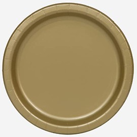 Unique 33252EU Eco-Friendly Paper Plates-23 cm-Gold Colour-16 Count (Pack of 1), Pack of 16