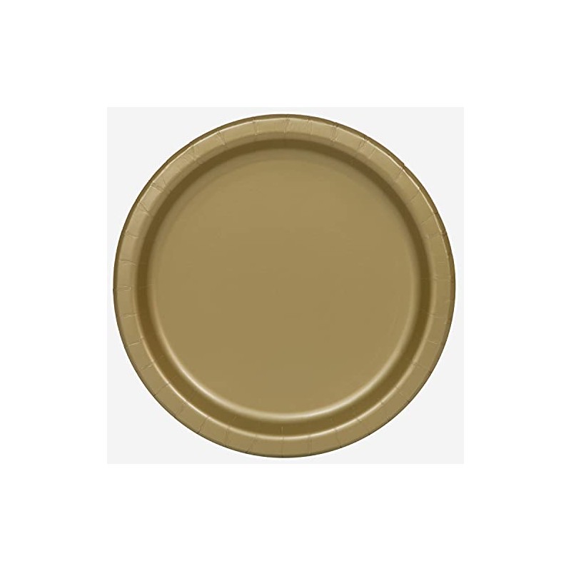 Unique 33252EU Eco-Friendly Paper Plates-23 cm-Gold Colour-16 Count (Pack of