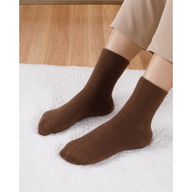 IDEGG Women's Crew Socks Soft Cotton Casual Calf Dress Socks (US, Numeric, 9, 11, Regular, Regular, 4, A_4 Pairs(Black,Off-White,beige,Brown))