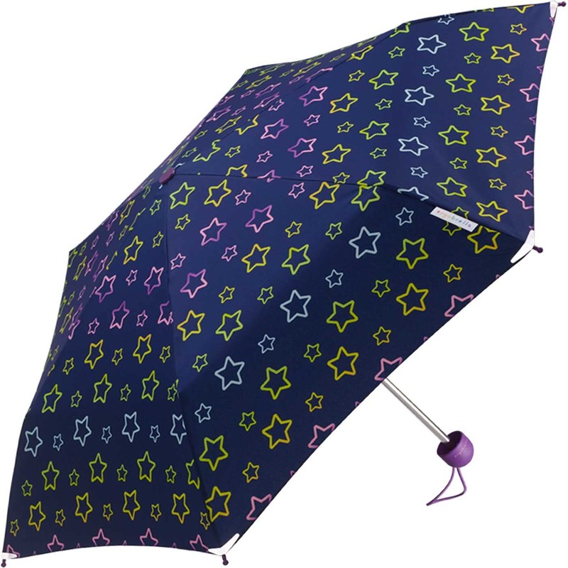 Ergobrella Children's Pocket Umbrella with Reflective Elements, glowing stars, Playful