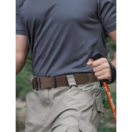 SKiporty Men's Ratchet Tactical Belt, Nylon Web Work Belts with Automatic Slide Buckle,Durable Adjustable Golf Belts