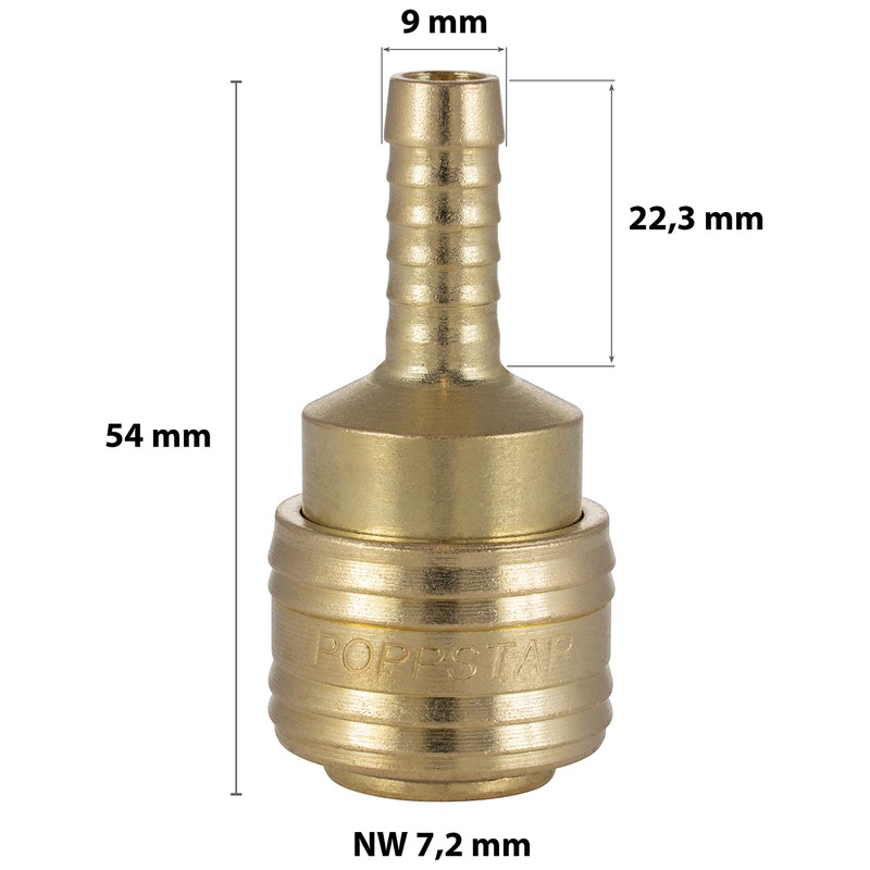 Poppstar 2x Quick Coupling Compressed Air NW 7.2 with Hose
