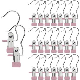 Pinzas para Ropa de Acero Inoxidable, 15 Perchas Clip para Colgar, Ganchos Pinza de Metal Versátiles con Rotación de 360°, Diseño 2 en 1 Con Pinza y Gancho, Adecuadas para Ropa, Zapatos, Toallas
