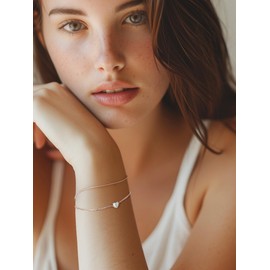 Sterling Silver Initial Heart Letter T Bracelets Silver Bracelets 18K White Gold Plated Dainty Bracelet Jewelry Women Couples Women