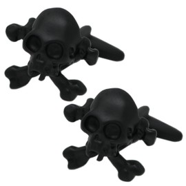 MENDEPOT Skull Cufflinks Black Skull And Cross Bones Cuff Links In Box (A)