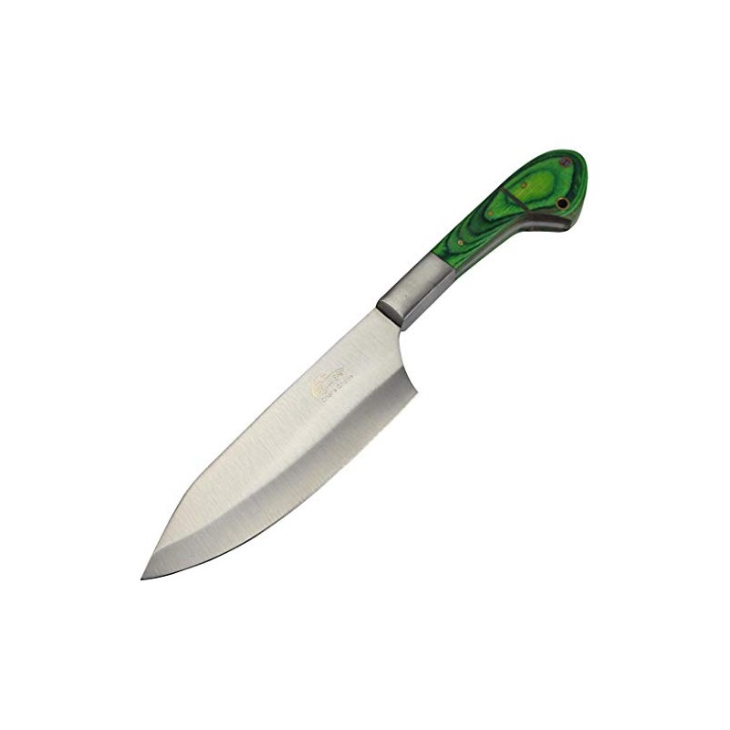 TheBoneEdge 11" Chef Kitchen Knife Green Packawood Handle Stainless Steel