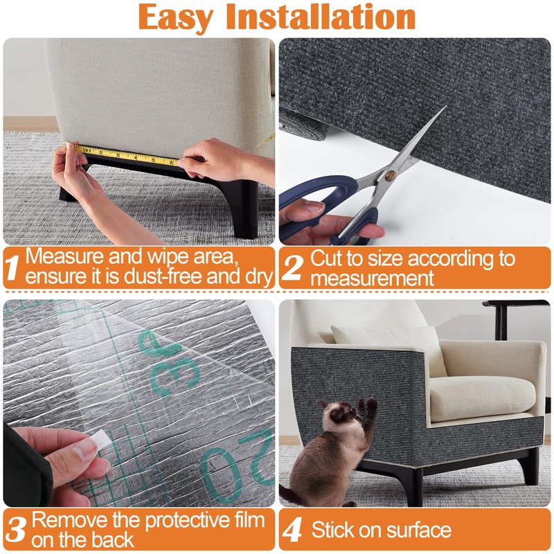 Cat Scratch Furniture Protector - 40" x 15.8" Trimmable Self-Adhesive