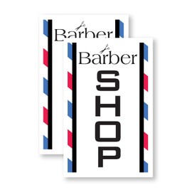 Barber Shop (2-Pack) 24 Inch x 36 Inch Vinyl Decals | Sign Insert Peel & Stick Decals Stickers Window Signs | Haircuts, Grooming Services, Bold Professional Look | Made in USA