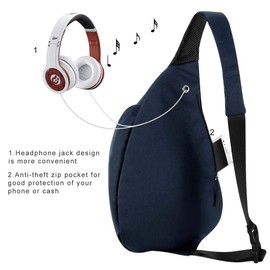 HAWEE Travel Chest Bag Sling Bag Backpack Crossbody Shoulder Bag Daypack Casual for Men Women Teenager Work Travel Study Outdoor Climbing Hiking Running, Dark Blue, m
