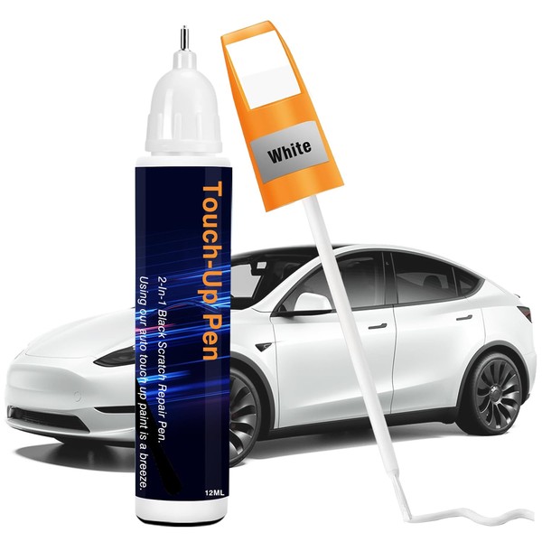 White Car Paint Touch Up, 2-In-1 Car Paint Scratch Repair,