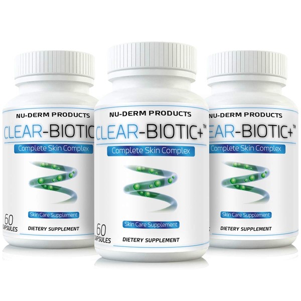 Clear Biotic (3pk) Acne Vitamins Best Acne Pills Supplements for Acne Treatment W Super Acne Vitamins A E C & B2