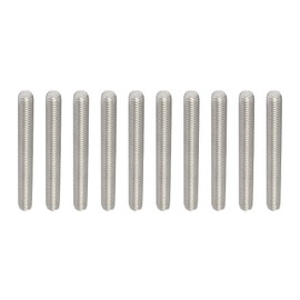 Rebower 10 Pcs Full Thread 304 Stainless Steel Full Thread M8 x 70mm 1.25mm Pitch Male Thread Silver