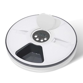 Automatic Cat Feeder for Dry Food,Supplement & Treats， 6 Compartment Timed Cat Food Dispenser for Cats and Small Dogs，No Ice Needed Automatic Dog Feeder(Black)