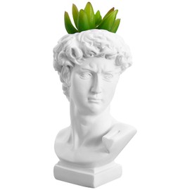 Cabilock Maceta de cabeza para suculentas, jarrón de flores, estatua griega, jarrón, brocha de maquillaje, escultura para el hogar y el jardín