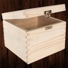 WooDeeDoo Square Wooden Box with Hinged Lid and Clasp –