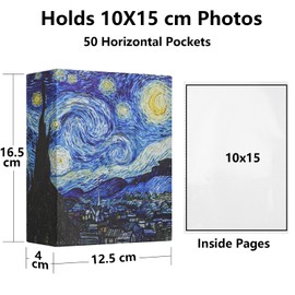 Hiwhy Small Photo Album 15x10 CM (6x4 Inch) 50 Pockets, Slip in Pockets Picture Album, Mini Picture Book for Baby Family Vacation Wedding Anniversary, Starry Night