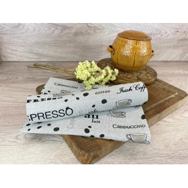 Ger3as 2er-Set: Gourmet Geschirrtücher Küchenhandtücher Leinen/Baumwolle Handtücher Tücher 50x70 cm Halbleinen Stonewashed Jacquard oder Bedruckt (Kaffee)