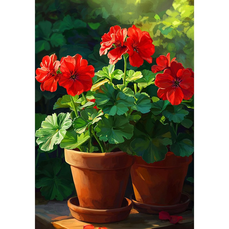 America Forever Red Geranium Pots House Flag, 28 x 40