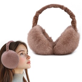 YeyeCyrilze Foldable Adjustable Warm Plush Ear Warmers, Winter Ear Warmers, Earmuffs, Winter Earmuffs for Cold Protection and Outdoor Earmuffs, brown
