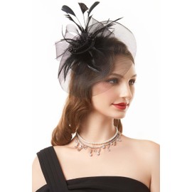 M MEINADILY Black Kentucky Derby Fascinators for Women, Fascinators Hat for Tea Party Fascinator for Cocktail, Wedding, Fancy Dress Party for Girls