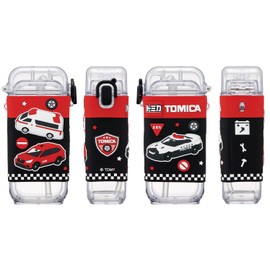 Skater PSQ5ST-A Square Straw Bottle Water Bottle, M, 15.7 fl oz (450 ml), One Push, Cover Included, Shoulder Strap Included, Tomica Boys