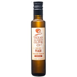 Peach Balsamic Vinegar - Gourmet Barrel Aged Infused Balsamic Vinegar - Great for Dressing Dipping Glazing - No Artificial Flavors or Added Sugar - Made in Texas (8.5 oz)