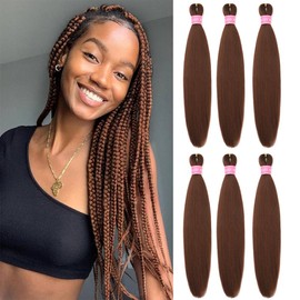 MEZIRU 20 Inch Pre Stretched Braiding Hair Extensions For Braids 6Pcs/Packs Yaki Straight Hair For Braiding Synthetic Hot Water Setting Twist Braid Hair For Women(20" 6Pcs #30)
