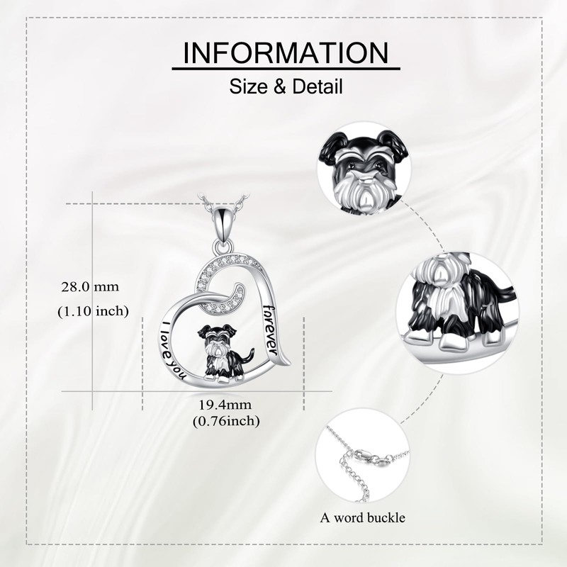 ONEFINITY Schnauzer Gifts Sterling Silver Schnauzer Pendant Necklace Schnauzer Dog