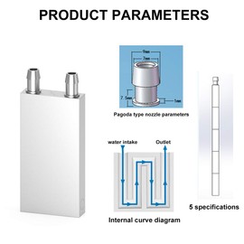DIYhz - Bloque de refrigeración de agua de aluminio, sistema de disipador de calor líquido para PC, computadora, CPU, radiador, disipador de calor, cabezal endotérmico plateado, 2 unidades (40 mm x 80