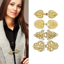 Weenwill Vintage Pullover Swirl Clips,4 Pcs Retro Sweater Clip Gold Creative Hollow Silk Scarf Buckle Fashion Accessories for Cardigan,Shawl Collar,Closure,Dress,Shirt,Button Clip for Girls, Women