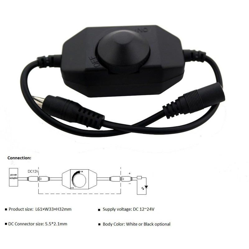 LPD LED Dimmer Switch for Led Lights, DC Jack 12-24V,