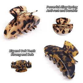 2 pinzas para el pelo, pinzas de acrílico francesas antideslizantes para mujeres y niñas, sujeción fuerte para cabello grueso (leopardo)