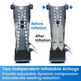 VELPEAU Walking Boot for Broken Foot, Dual Independent Inflatable Airbags and Anti-slip Sole Design, Air Cam Walker Fracture Boot for Women and Men, Fits Left and Right Foot (Tall Version Boot, Small)