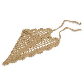 AeraVida Summer Festival Brown Crochet Beach Bandana Cotton Hair Scarf of Kerchief