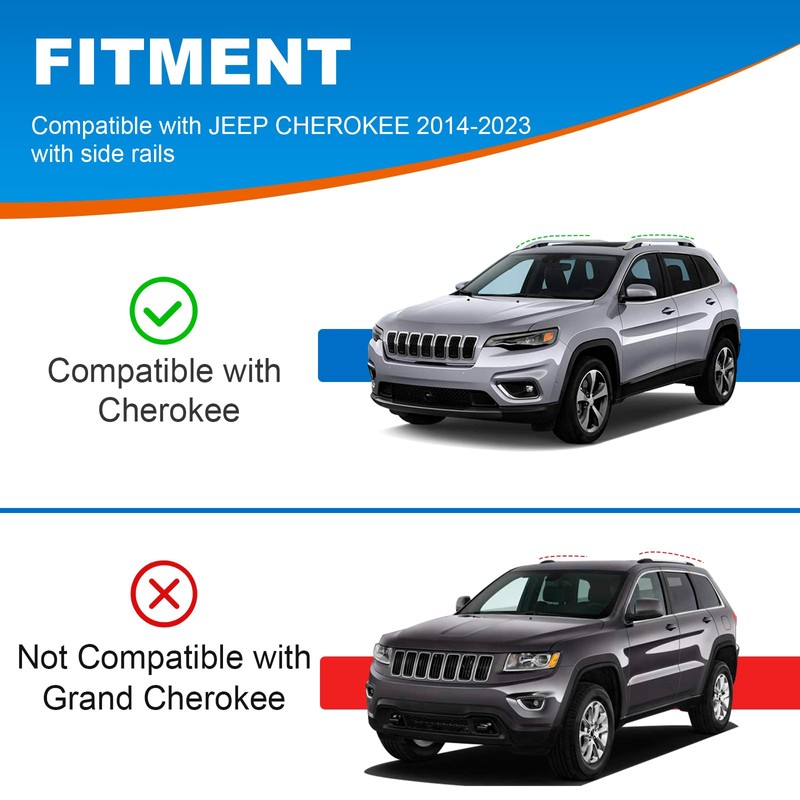 FengYu Roof Rack Cross Bars 220lb Compatible with Jeep Cherokee