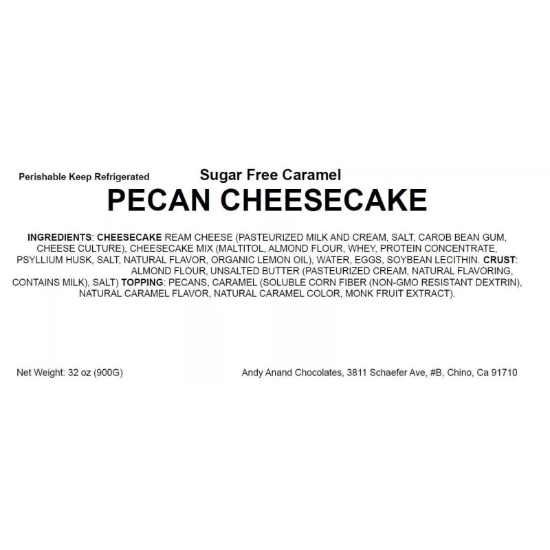 ANDY ANAND CHOCOLATIER Gluten & Sugar Free Caramel Pecan Cheesecake
