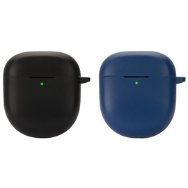 2 Pack DAYJOY Soft Silicone Protective Case Cover Compatible with New Bose QuietComfort Earbuds II/QuietComfort Ultra Headphones Earbuds, Protective Skin Sleeve with Carabiner (Black+Blue)